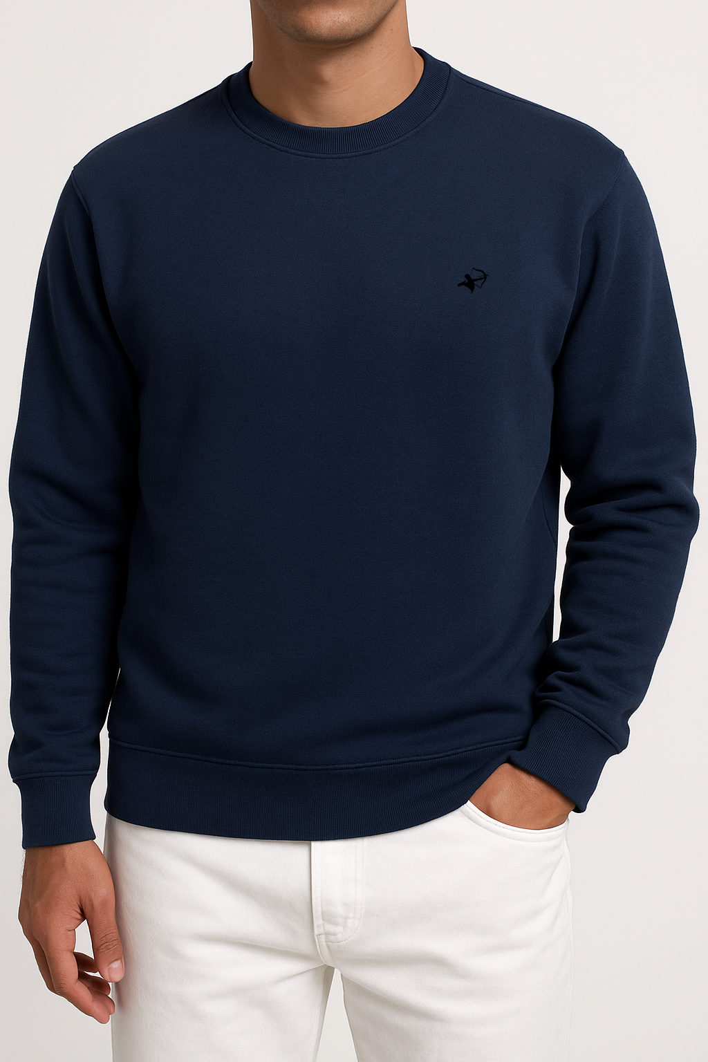 Cavendish Wear Harbour Navy Cotton Fleece Sweatshirt styled view