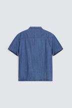Cavendish Wear Indigo Blue Resort Collar Denim Shirt detail view
