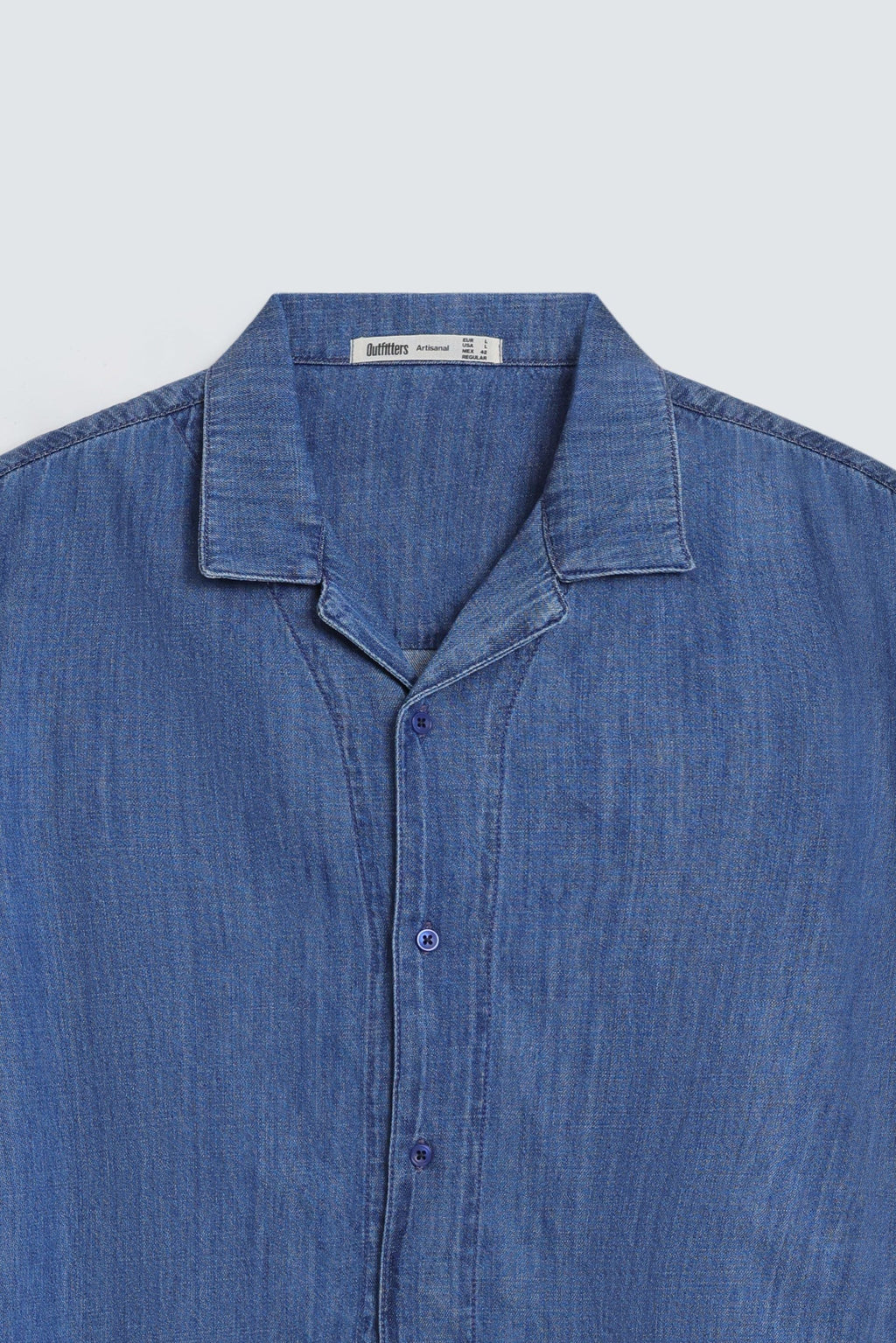 Cavendish Wear Indigo Blue Resort Collar Denim Shirt styled view