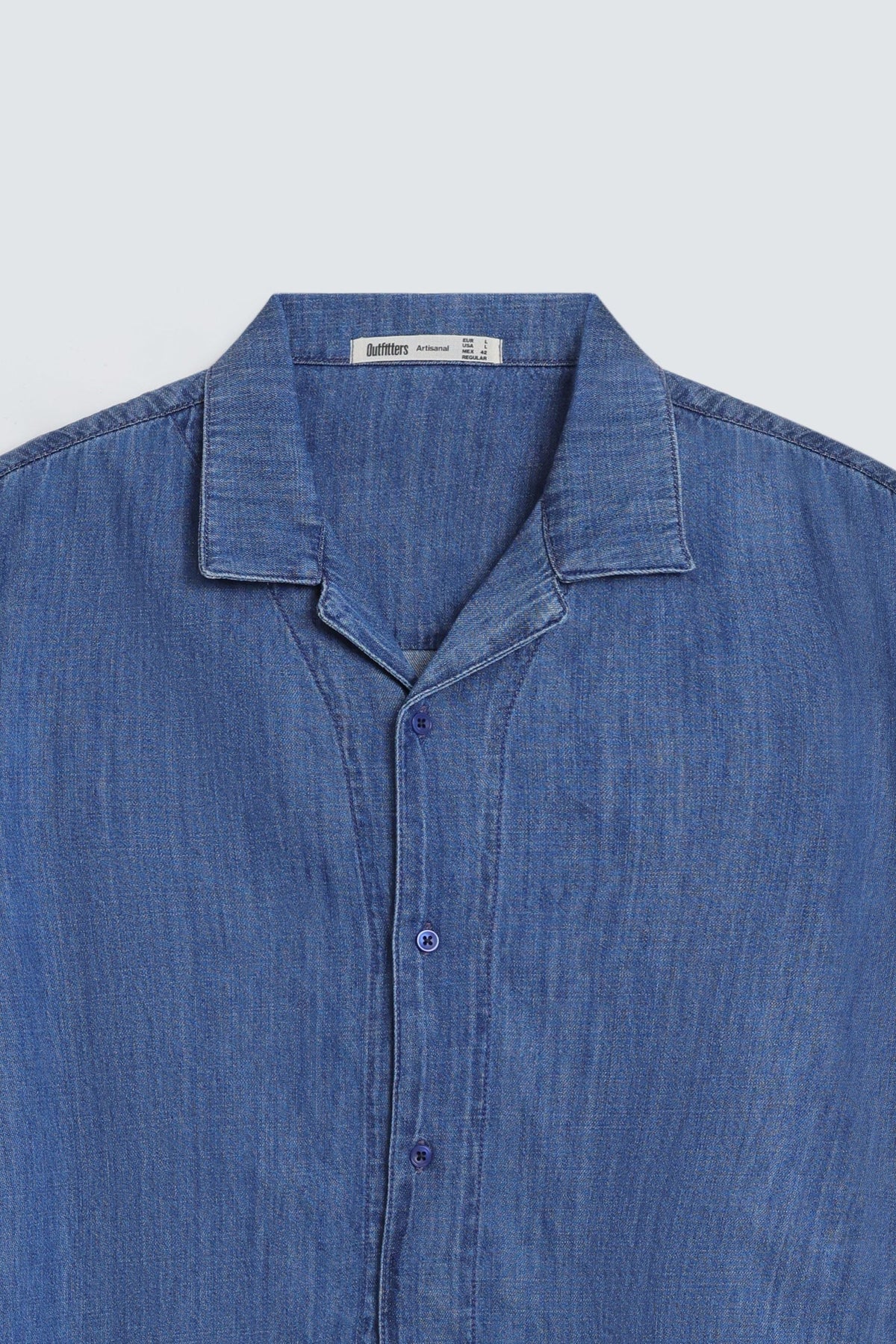 Cavendish Wear Indigo Blue Resort Collar Denim Shirt styled view