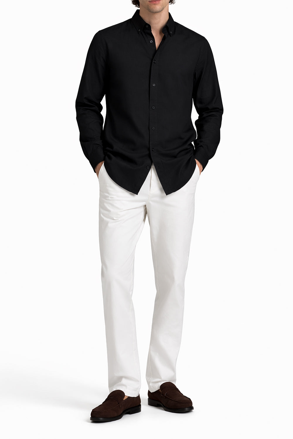 Cavendish Wear Jet Black Linen Shirt styled view