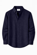 Cavendish Wear Oxford Navy Linen Shirt front view