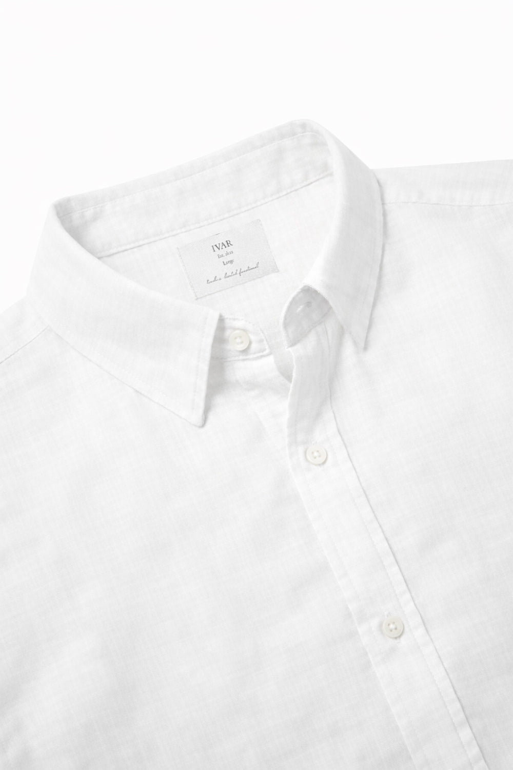 Cavendish Wear Ivory White Linen Shirt collar detail
