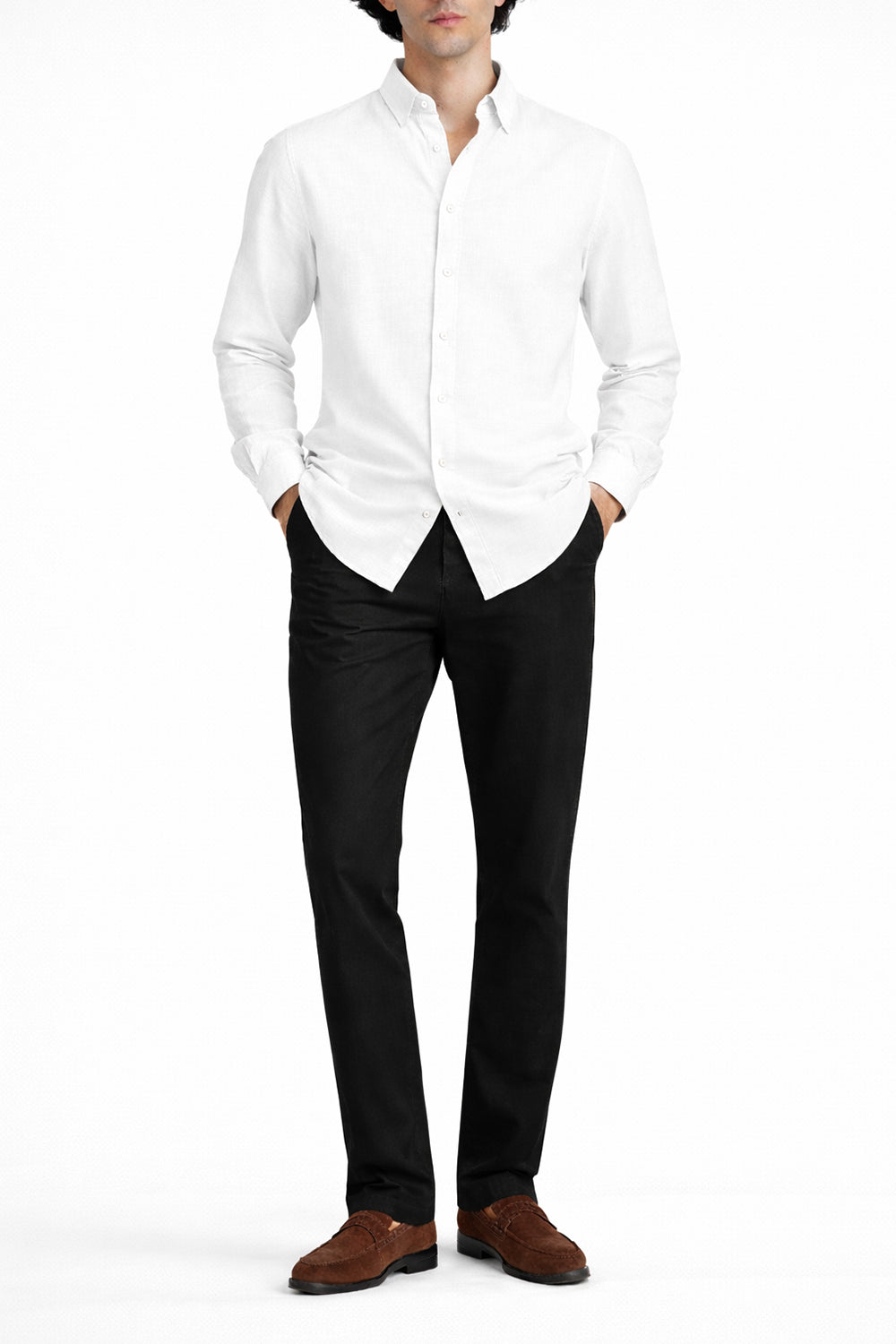 Cavendish Wear Ivory White Linen Shirt styled view