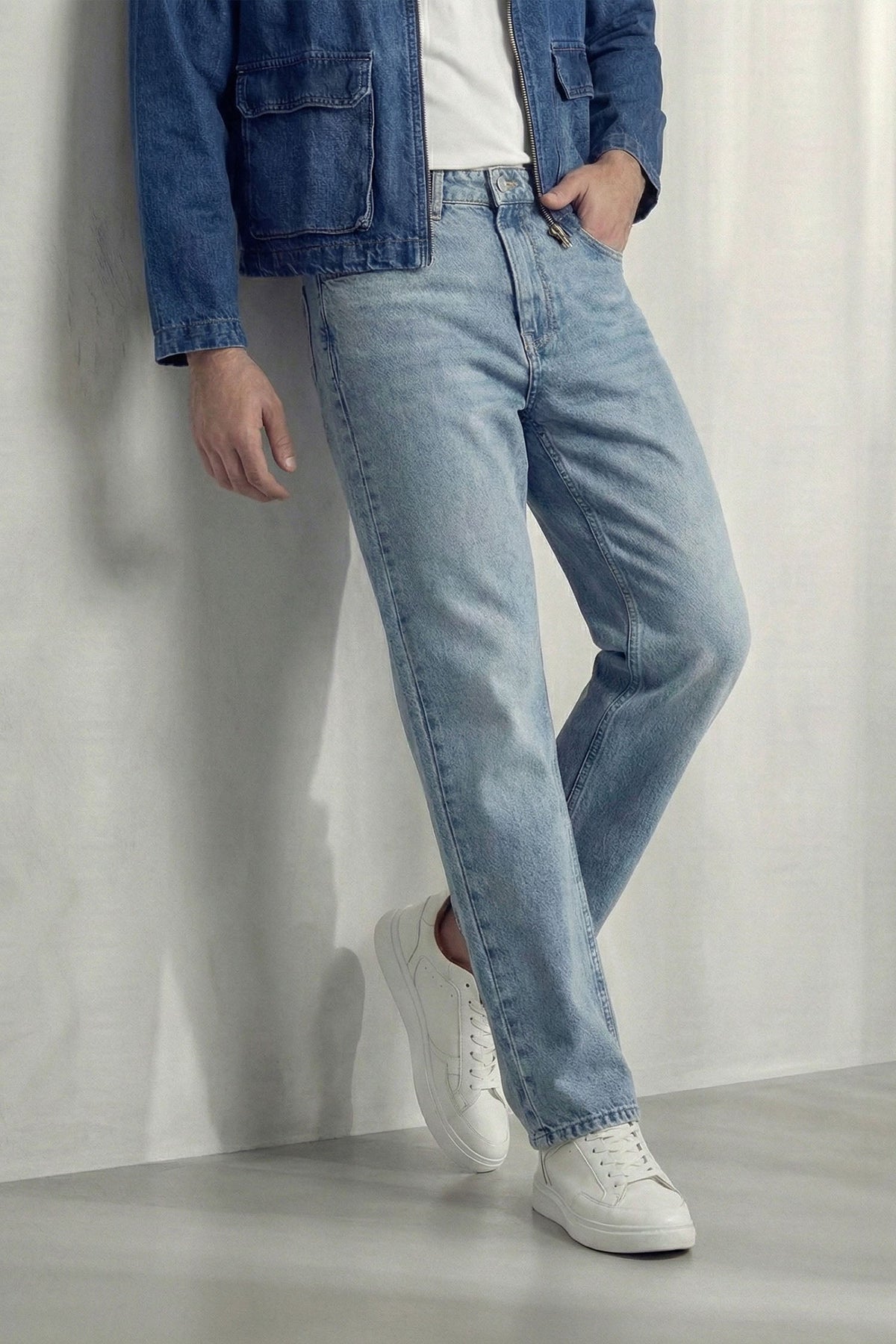 Cavendish Wear Acid Wash Blue Straight Fit Jeans front view