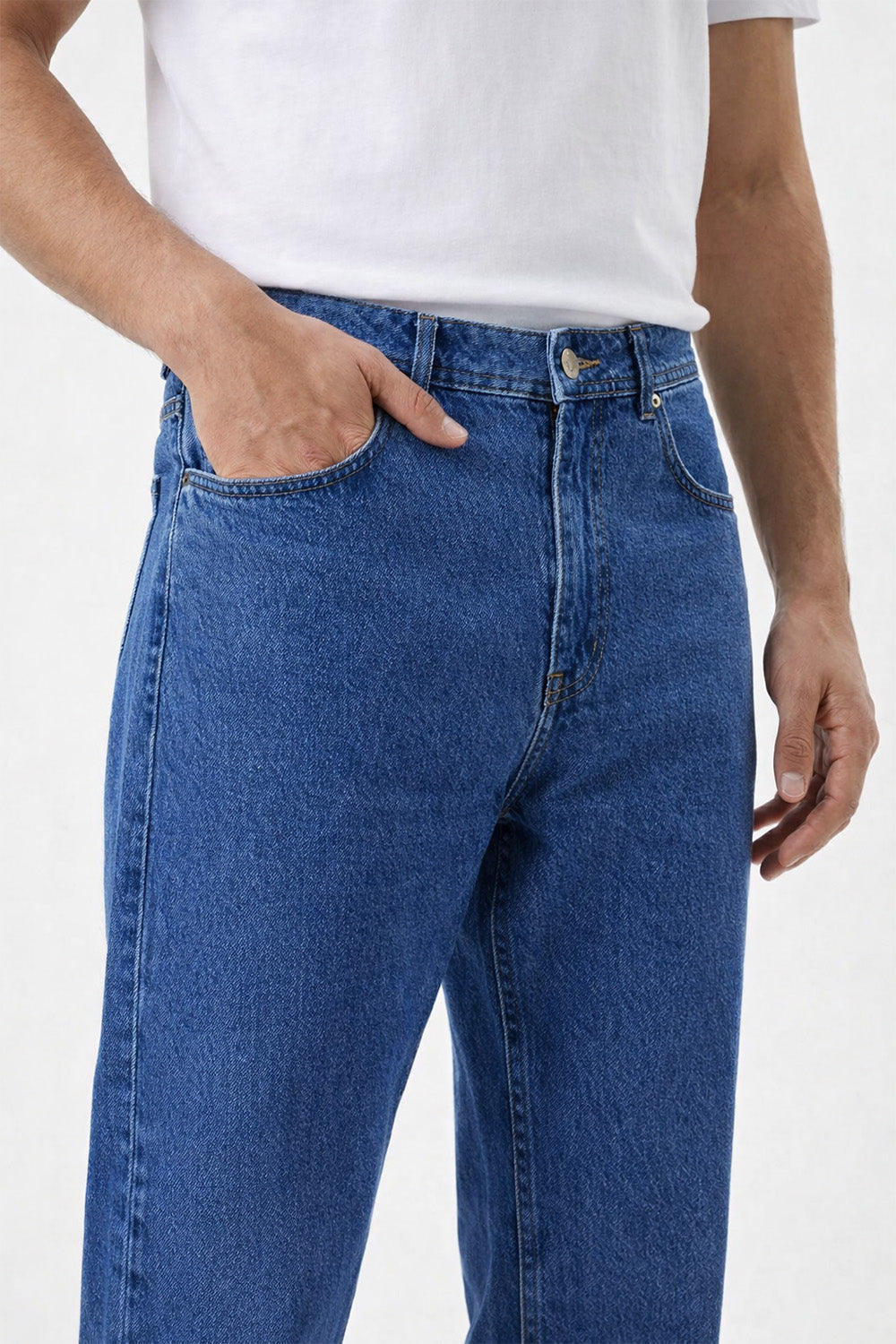 IVAR Ocean Mid Blue Straight-Fit Denim pocket detail