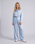 Cavendish Wear Ice Blue Textured Oversized Shirt front view