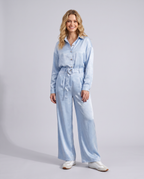 Cavendish Wear Ice Blue Textured Oversized Shirt front view