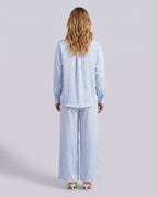 Cavendish Wear Ice Blue Textured Oversized Shirt styled view