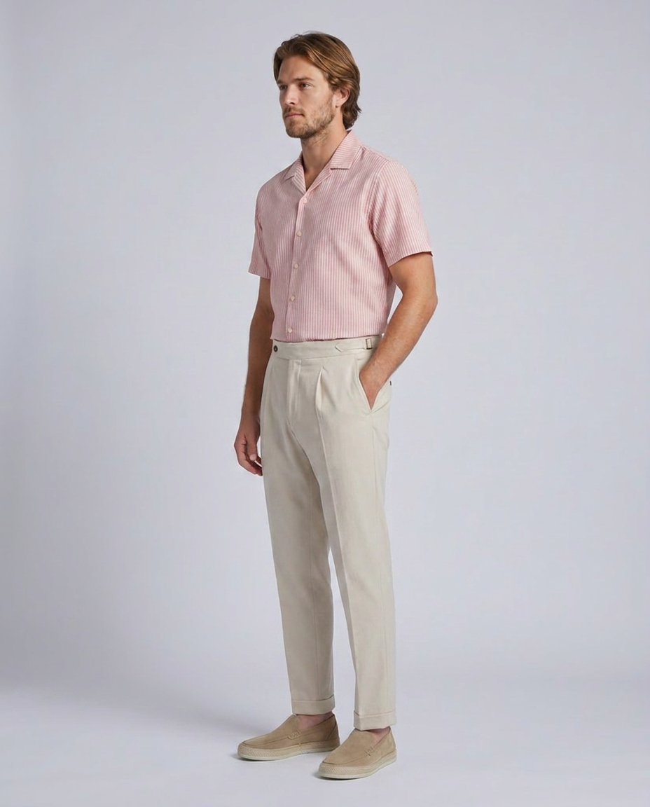 Cavendish Wear Stone Beige Tailored Tapered Trousers detail view