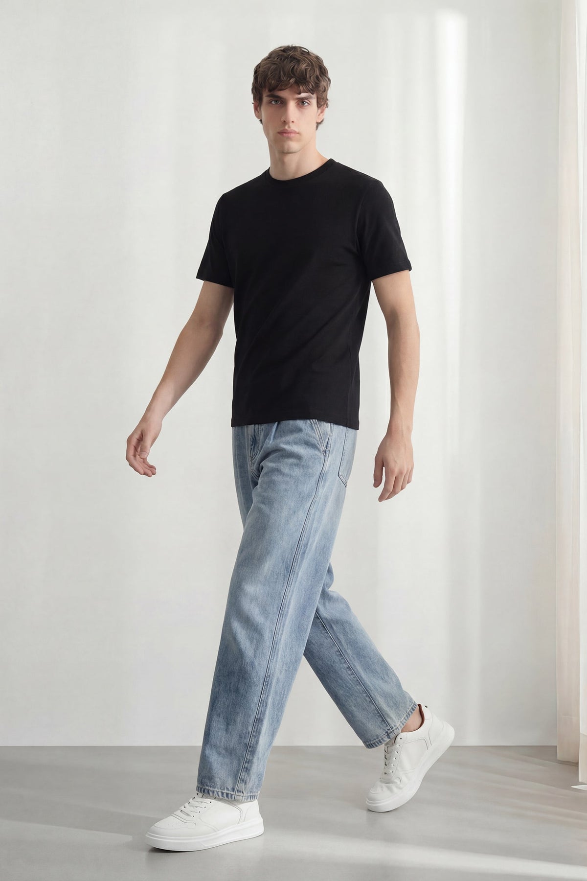 Cavendish Wear Black Relaxed Fit T-Shirt styled view