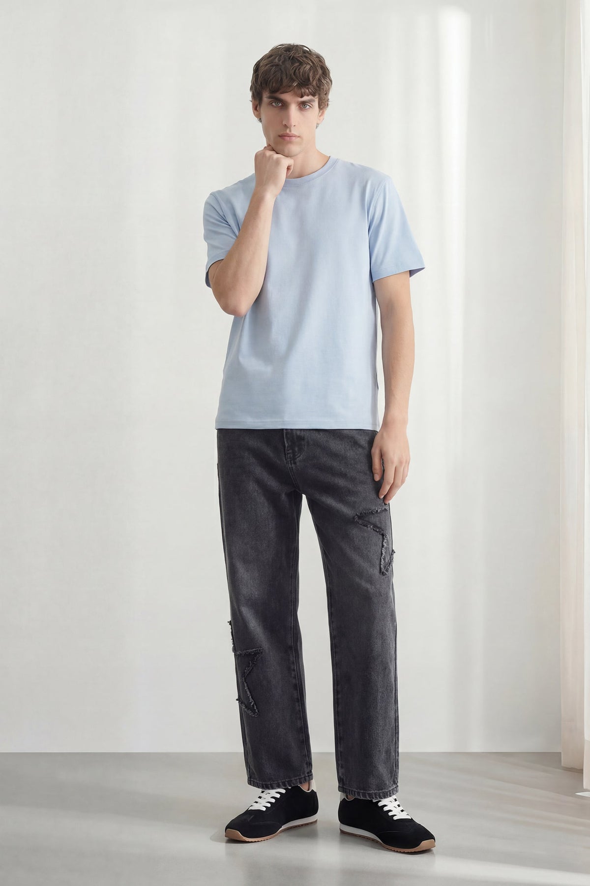 Cavendish Wear Cool Blue Boxy Fit T-Shirt front view