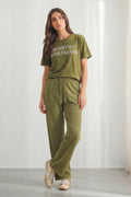 Cavendish Wear Olive Green Garment-Wash T-Shirt front view