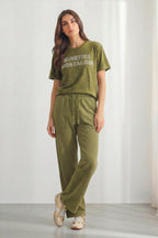 Cavendish Wear Olive Green Garment-Wash T-Shirt front view